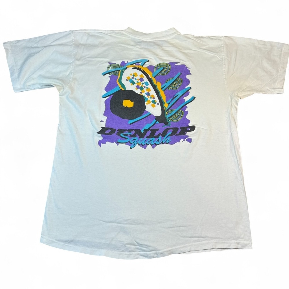 Vintage 90s Dunlop Squash T Shirt Adult Size XL Retro Logo Sports Graphic Tee